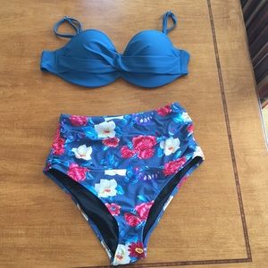 Cupshe Saphire Blue Floral Bikini